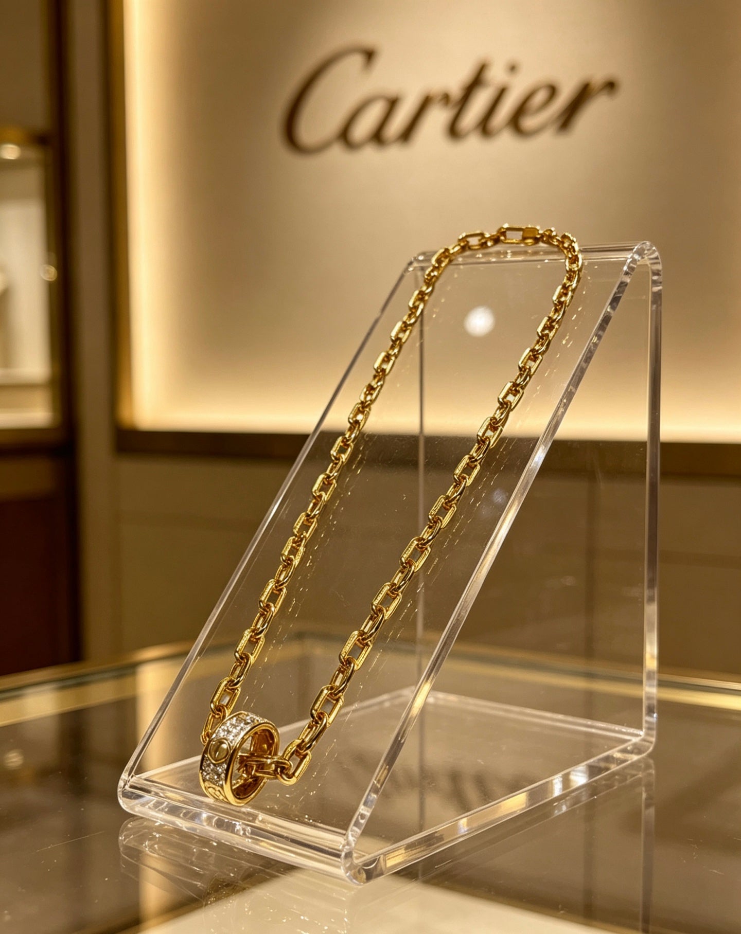 Sculptural Pendant Necklace in Gold-Tone – Design 06 front view