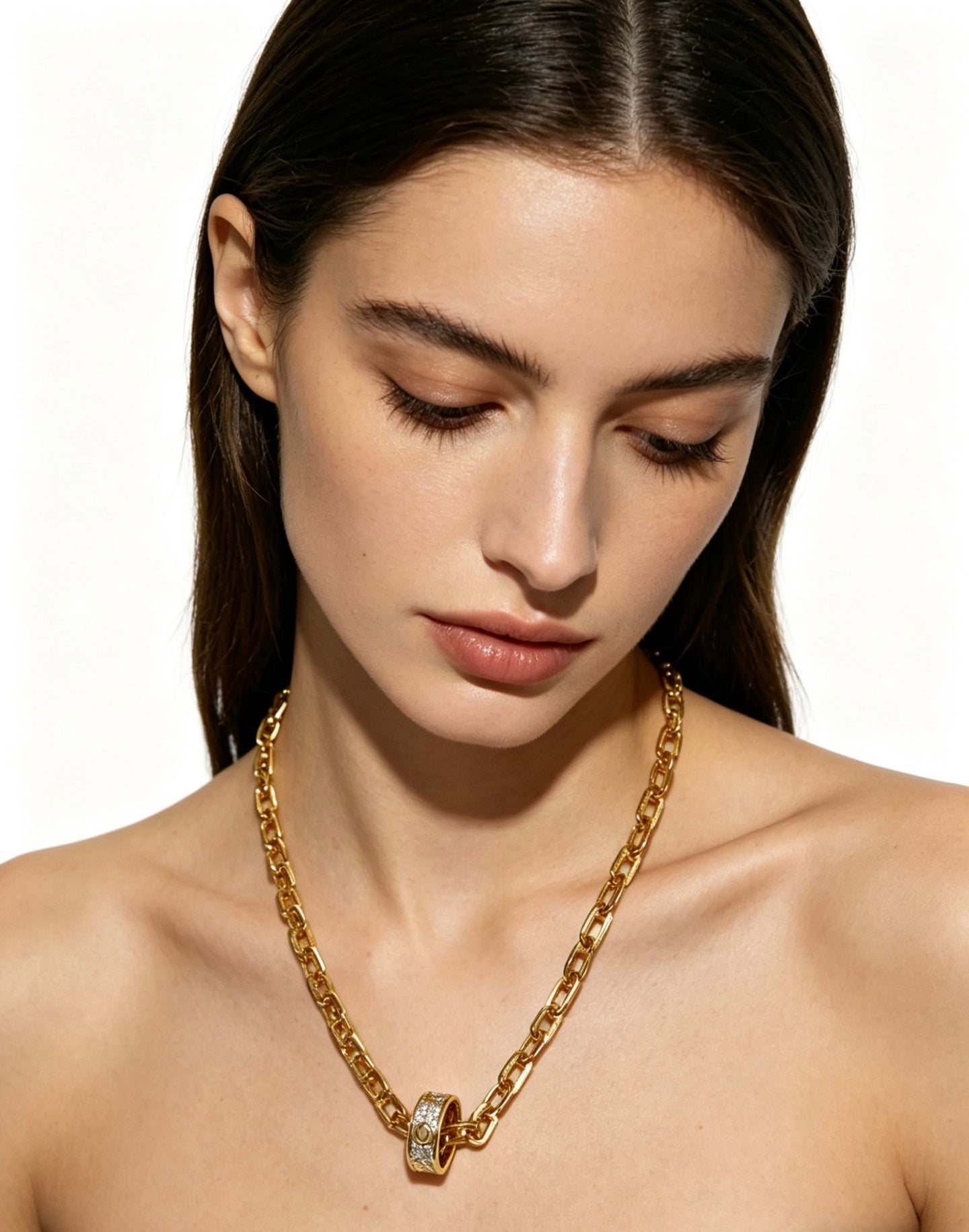 Sculptural Pendant Necklace in Gold-Tone – Design 06 styled view