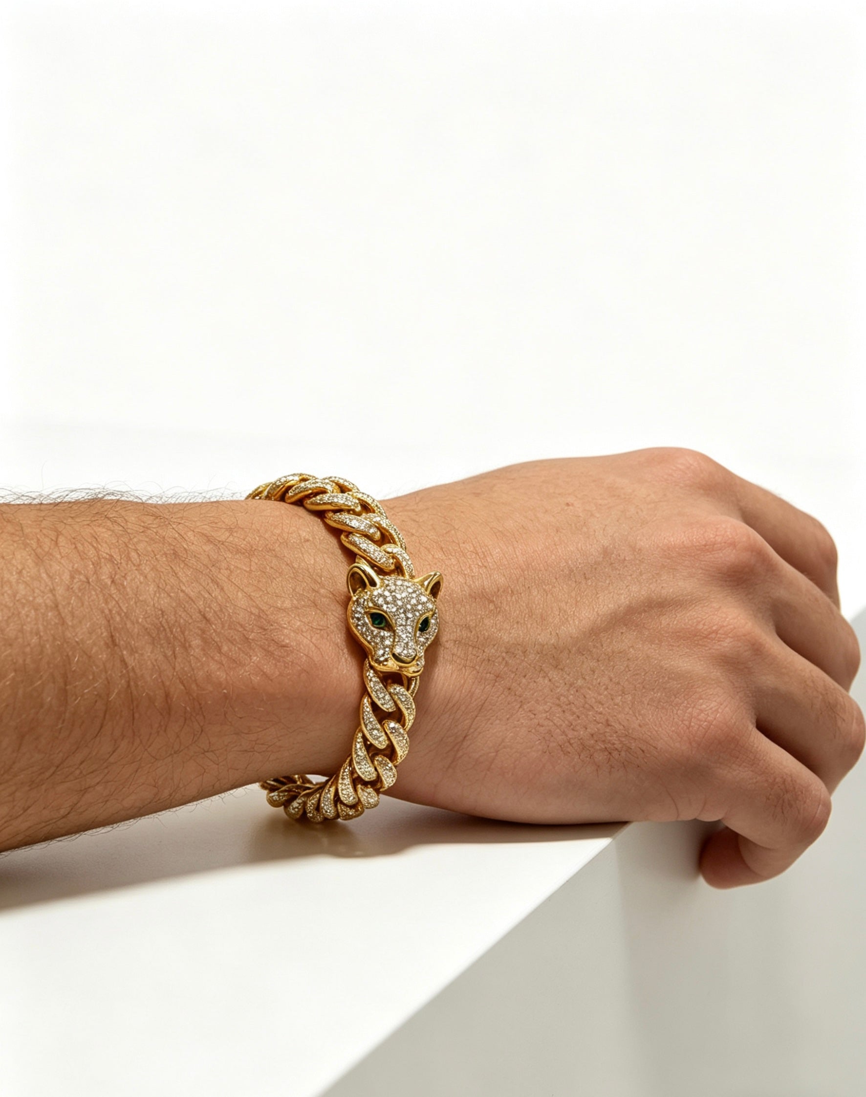 Sculptural Statement Bracelet in Gold-Tone – Design 126 side detail