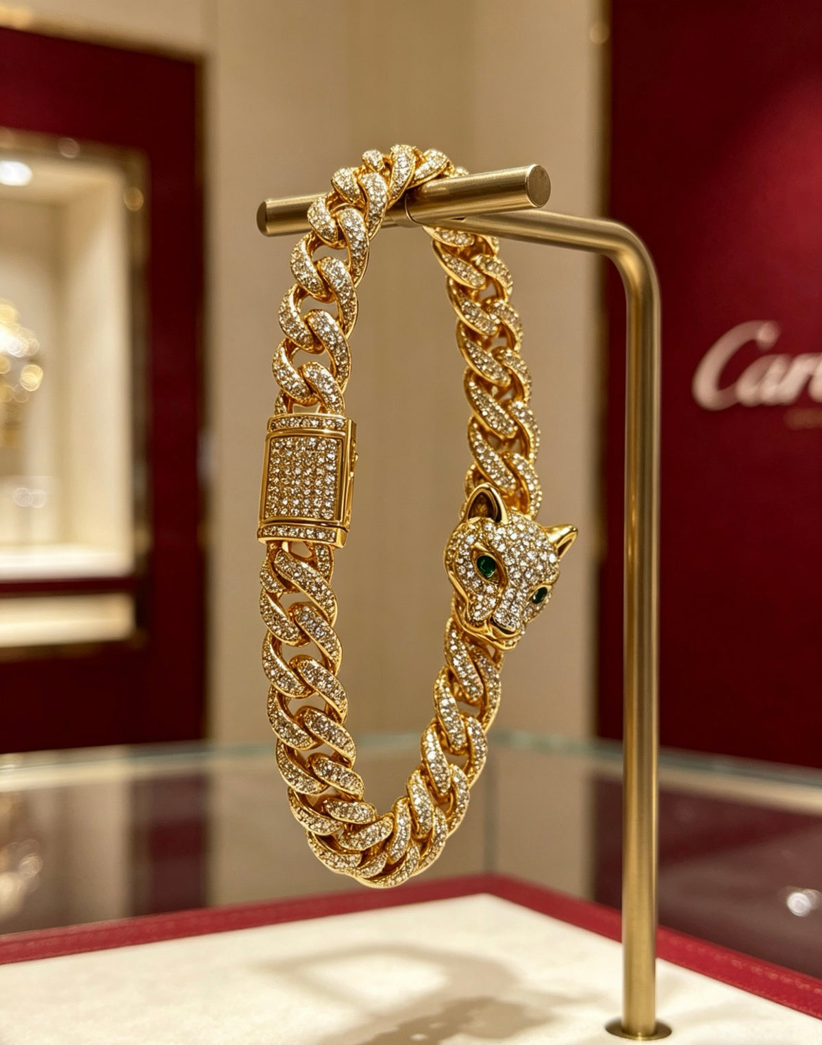 Sculptural Statement Bracelet in Gold-Tone – Design 126 front view