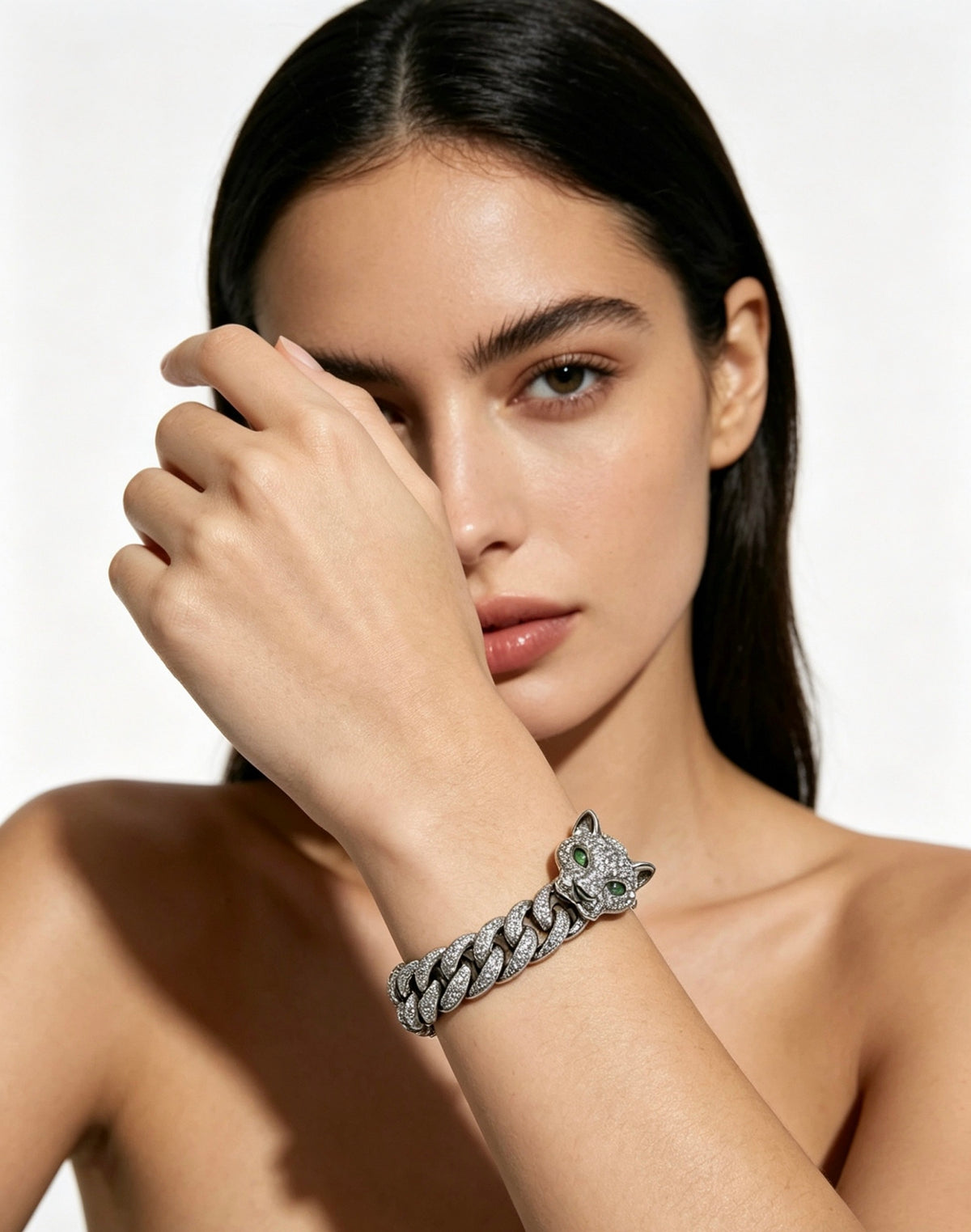 Sculptural Statement Bracelet in Gold-Tone – Design 124 side detail