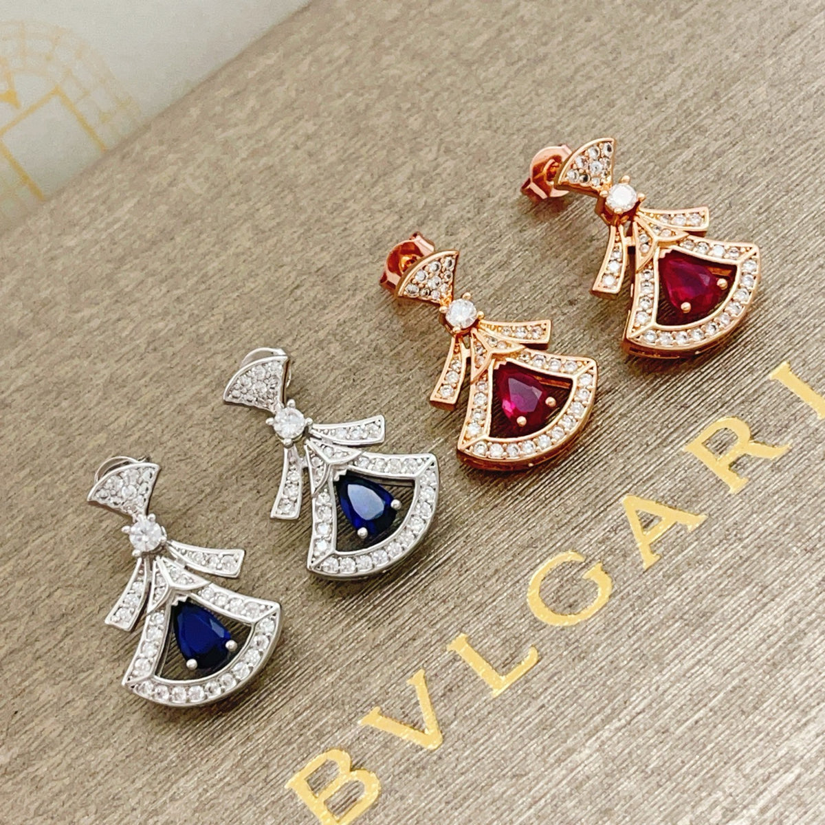 Geometric Emblem Stud Earrings in Rose-Gold-Tone – Rose Gold Detail styled product view