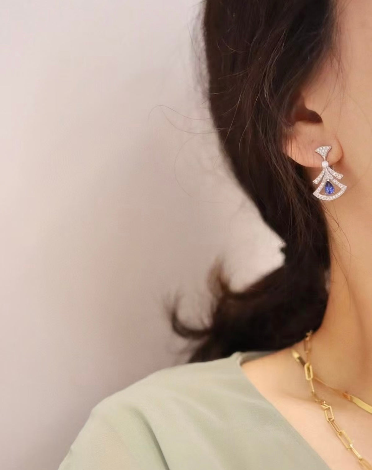 Geometric Emblem Stud Earrings in Rose-Gold-Tone – Rose Gold Detail styled product view