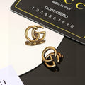 Geometric Emblem Stud Earrings in Polished Metal-Tone – Design 044 main product view