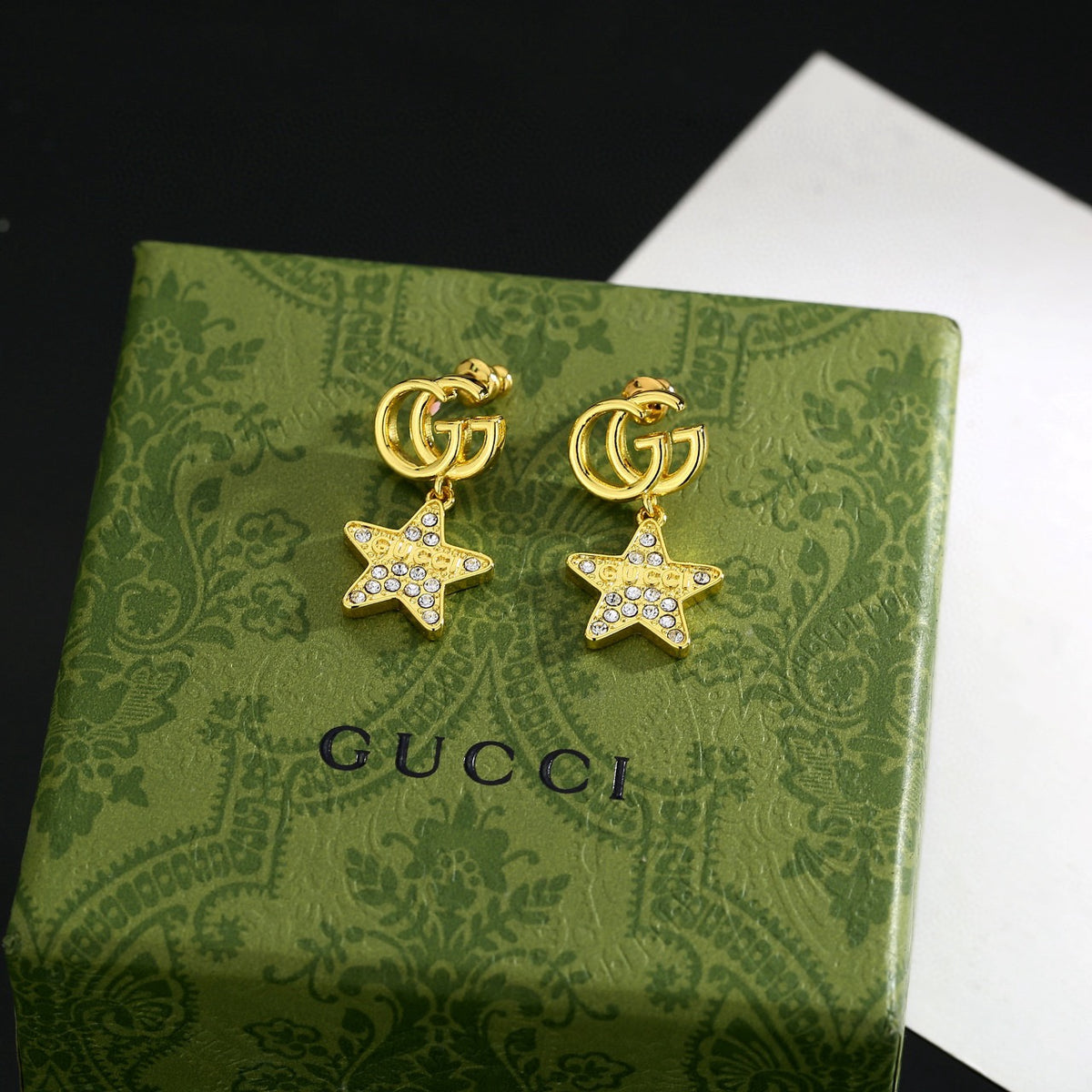Geometric Emblem Stud Earrings in Polished Metal-Tone – Design 007 main product view