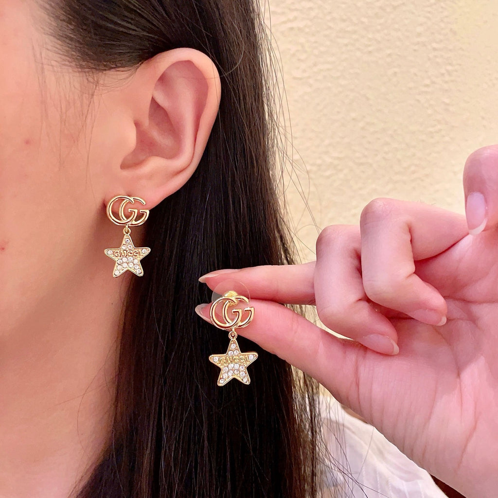 Geometric Emblem Stud Earrings in Polished Metal-Tone – Design 043 side detail