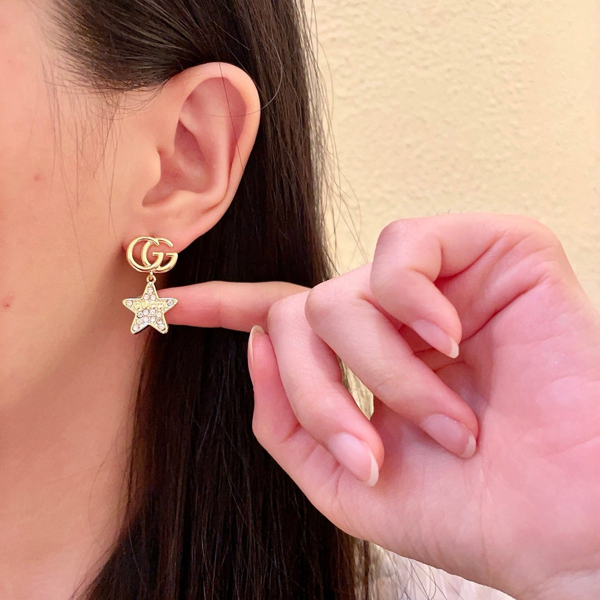 Geometric Emblem Stud Earrings in Polished Metal-Tone – Design 007 close-up detail