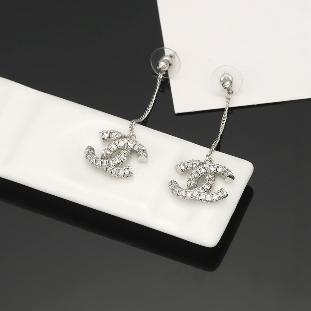 Signature Emblem Crystal-Accent Stud Earrings – Design 001 close-up detail