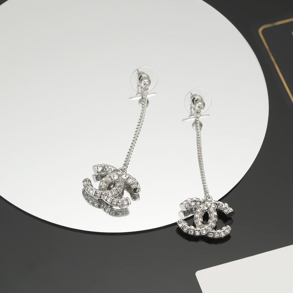 Signature Emblem Crystal-Accent Stud Earrings – Design 001 front product view