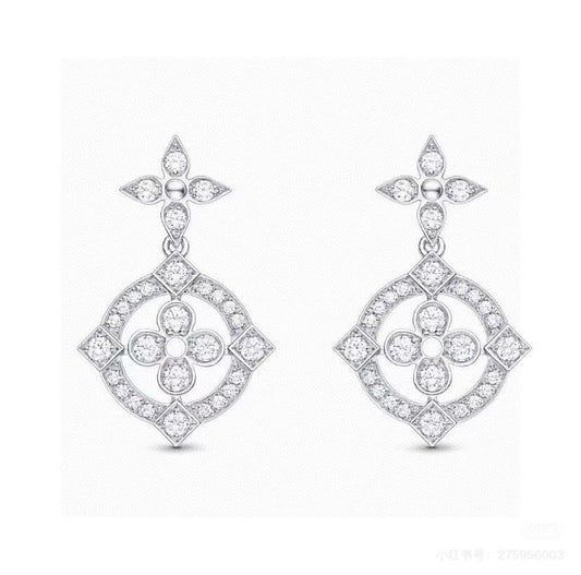 Floral Stud Earrings in Polished Metal-Tone – Design 001 main product view