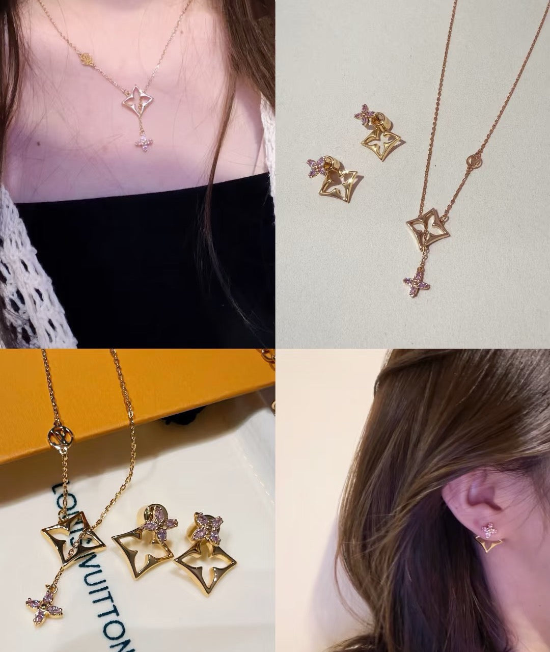Clover Pendant Necklace in Gold-Tone – Clover Detail – Design 004 detail view