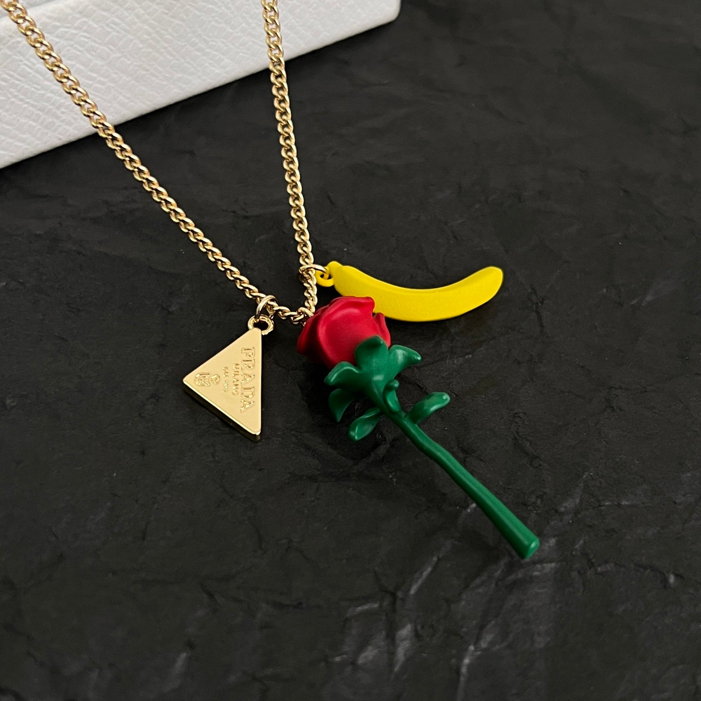 Signature Emblem Pendant Necklace in Polished Metal-Tone – Design 01 side detail