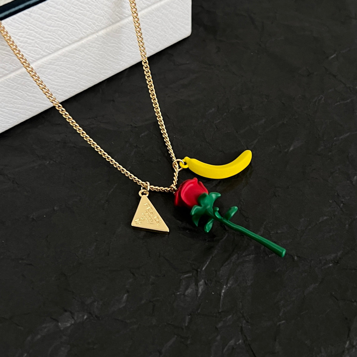 Signature Emblem Pendant Necklace in Polished Metal-Tone – Design 01 detail view