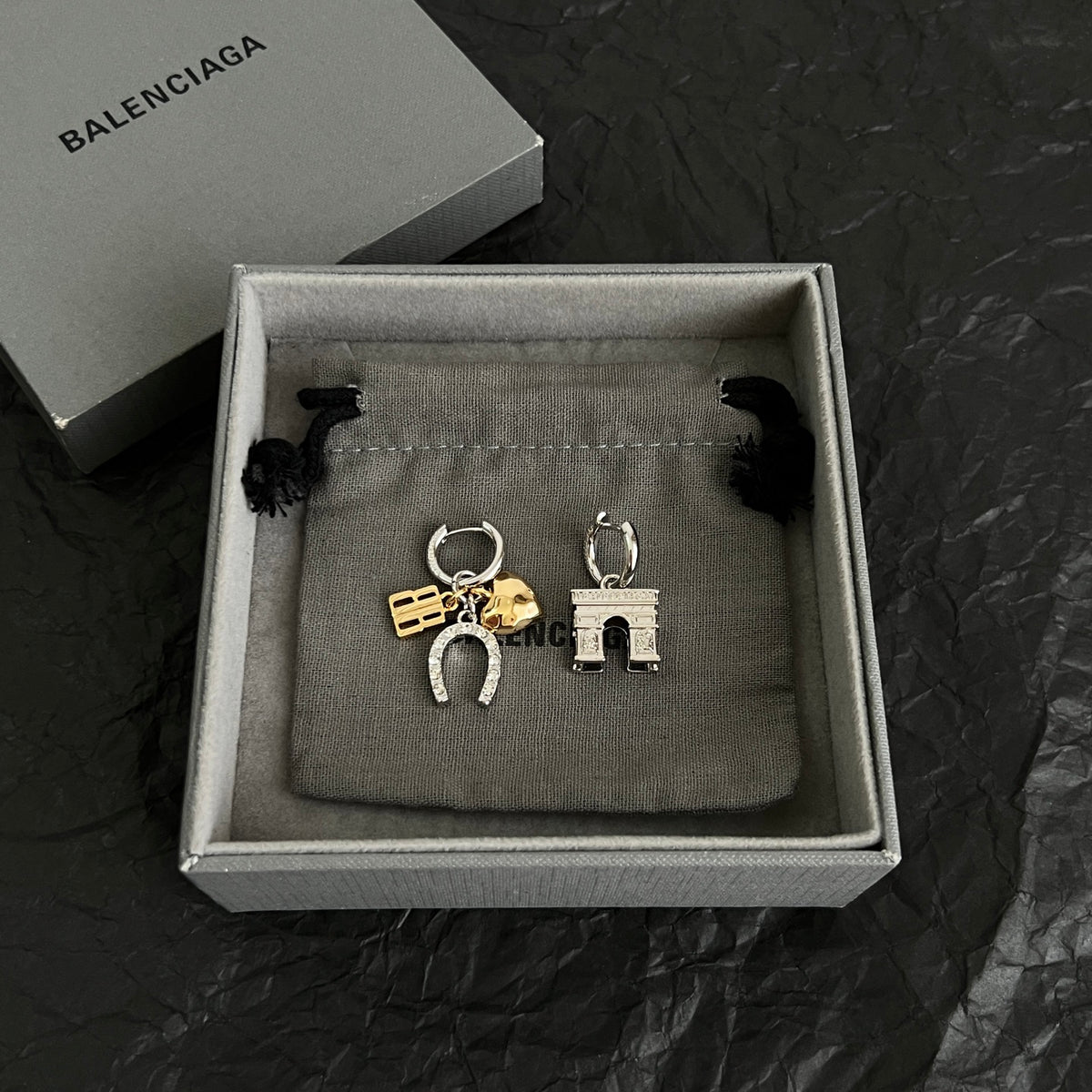 Ring Motif Statement Earrings in Polished Metal-Tone – Design 010 side detail