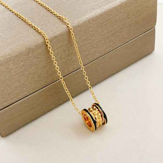 Geometric Emblem Pendant Necklace in Gold-Tone – Design 007 main product view
