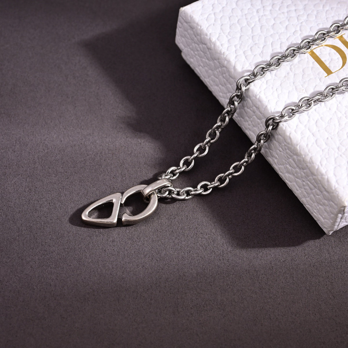 Sculptural Pendant Necklace in Polished Metal-Tone – Design 032 styled view