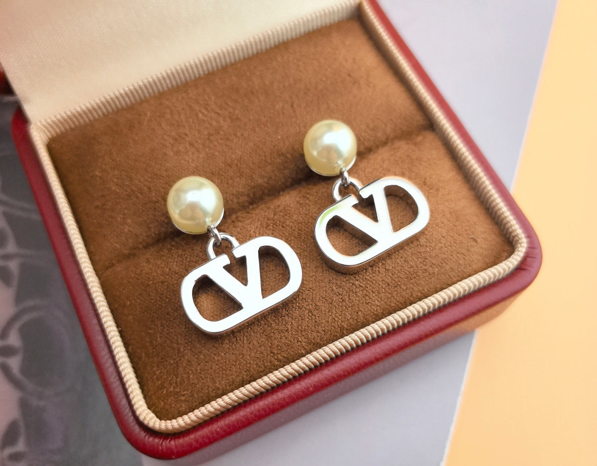 Signature Emblem Stud Earrings in Gold-Tone – Design 18 detail view