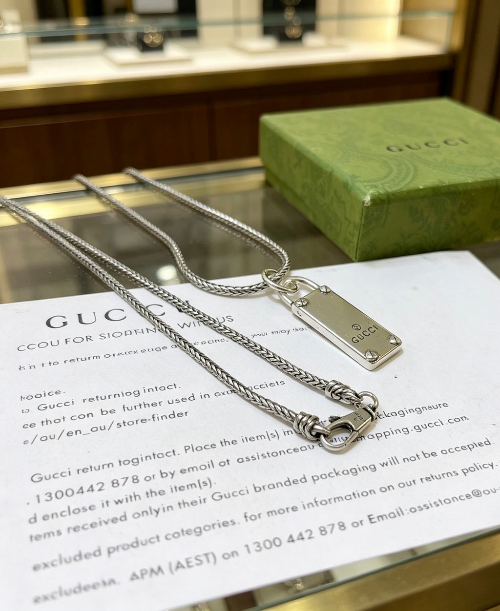 Double-G Emblem Pendant Necklace in Polished Metal-Tone – Design 186 main product view