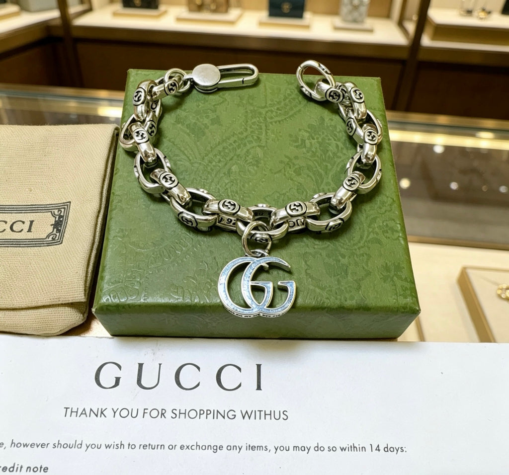 Geometric Emblem Bracelet in Polished Metal-Tone – Design 023 front product view