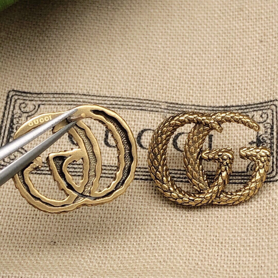 Serpentine Stud Earrings in Silver-Tone close-up detail