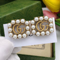 Double-G Emblem Stud Earrings in Polished Metal-Tone – Vintage Detail – Design 008 main product view