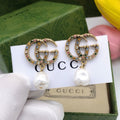 Geometric Emblem Stud Earrings in Polished Metal-Tone – Vintage Detail main product view