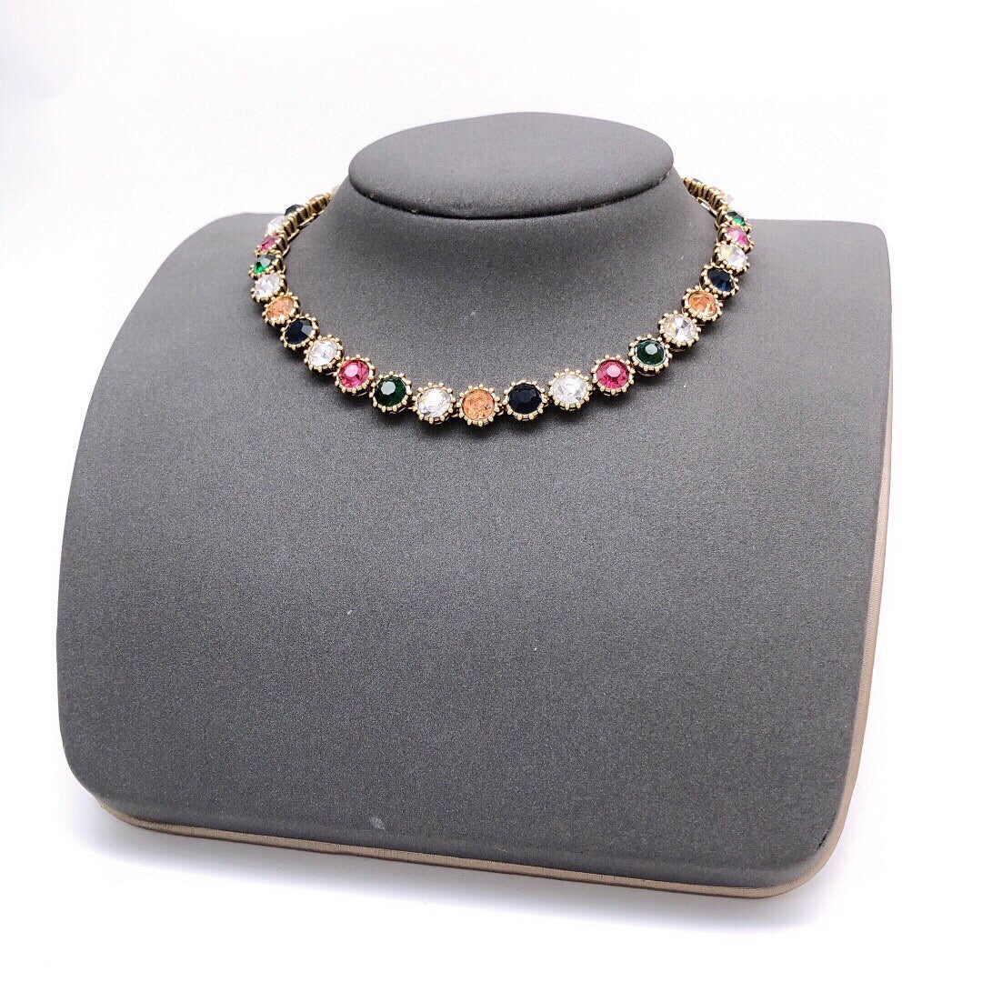 Geometric Emblem Pendant Necklace in Polished Metal-Tone – Vintage Detail side detail