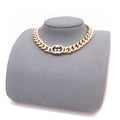 Double-G Emblem Pendant Necklace in Polished Metal-Tone – Design 089 main product view