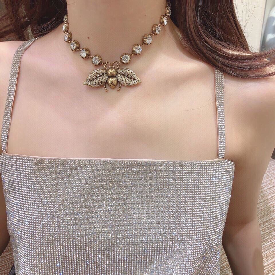 Bee Pendant Necklace in Polished Metal-Tone main product view