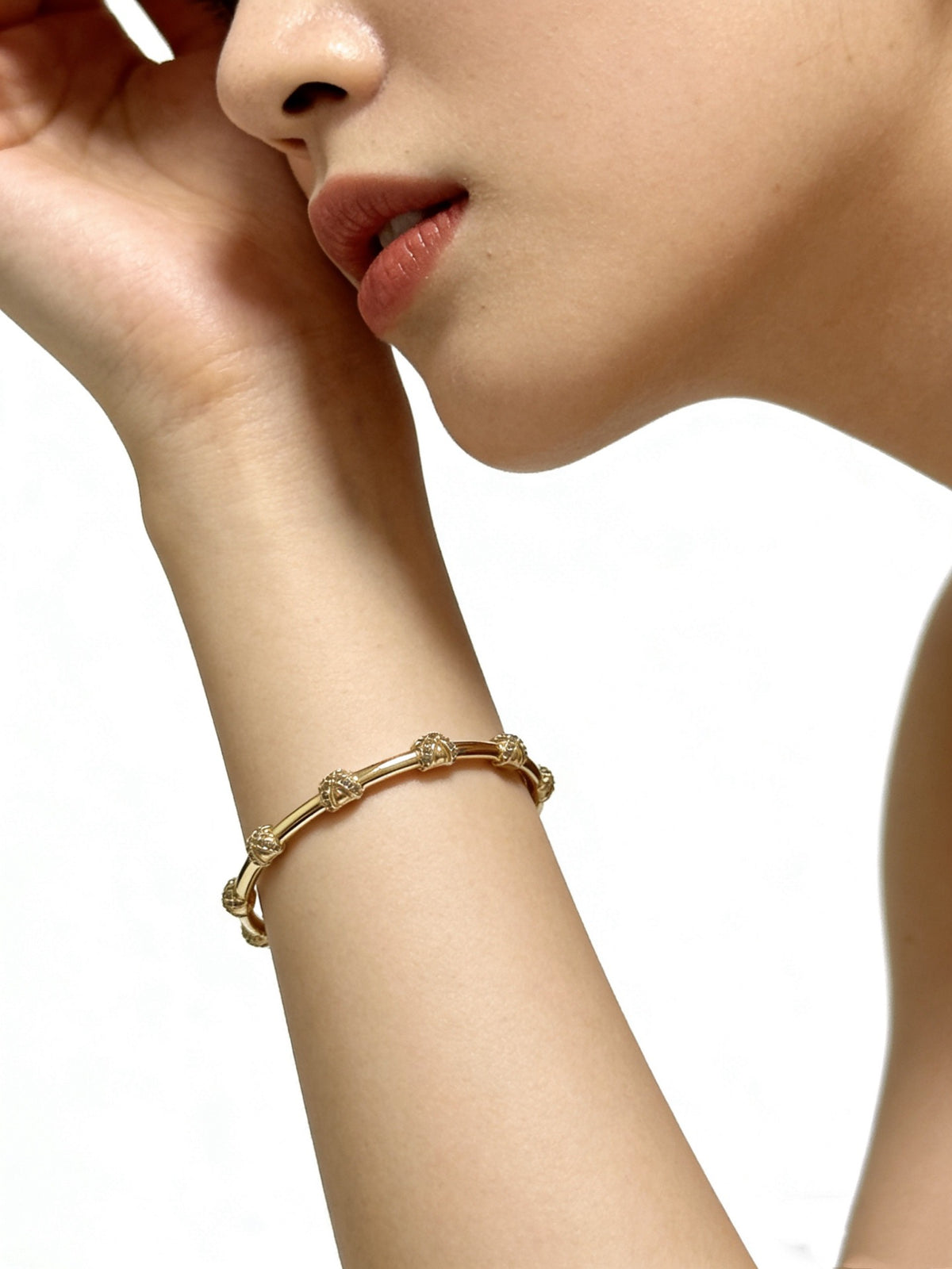 Sculptural Statement Bracelet in Gold-Tone – Design 142 main product view