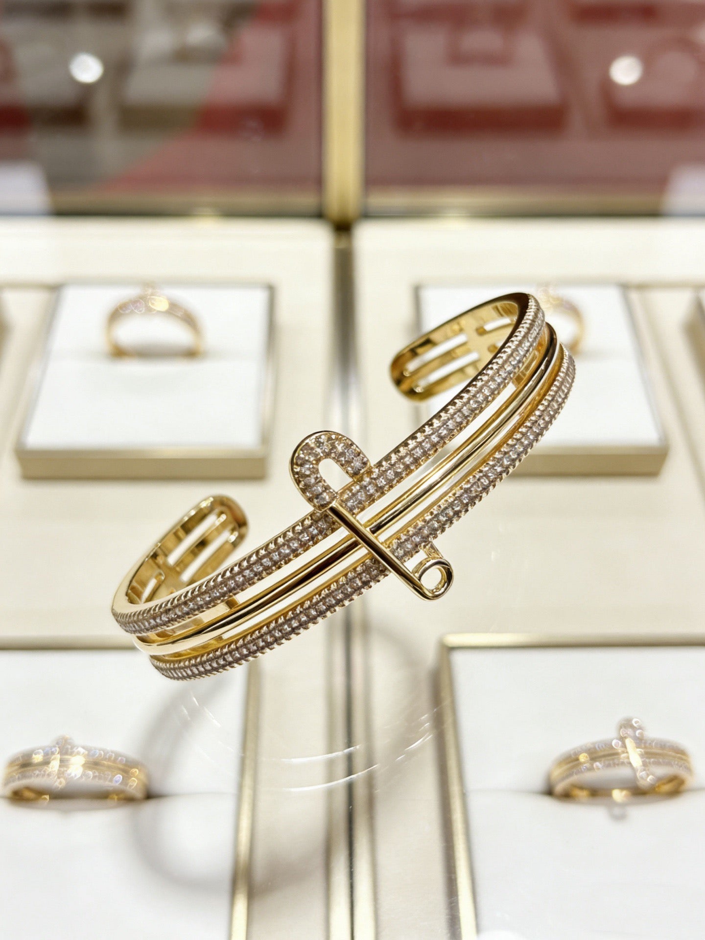Sculptural Statement Bracelet in Gold-Tone – Design 141 styled view