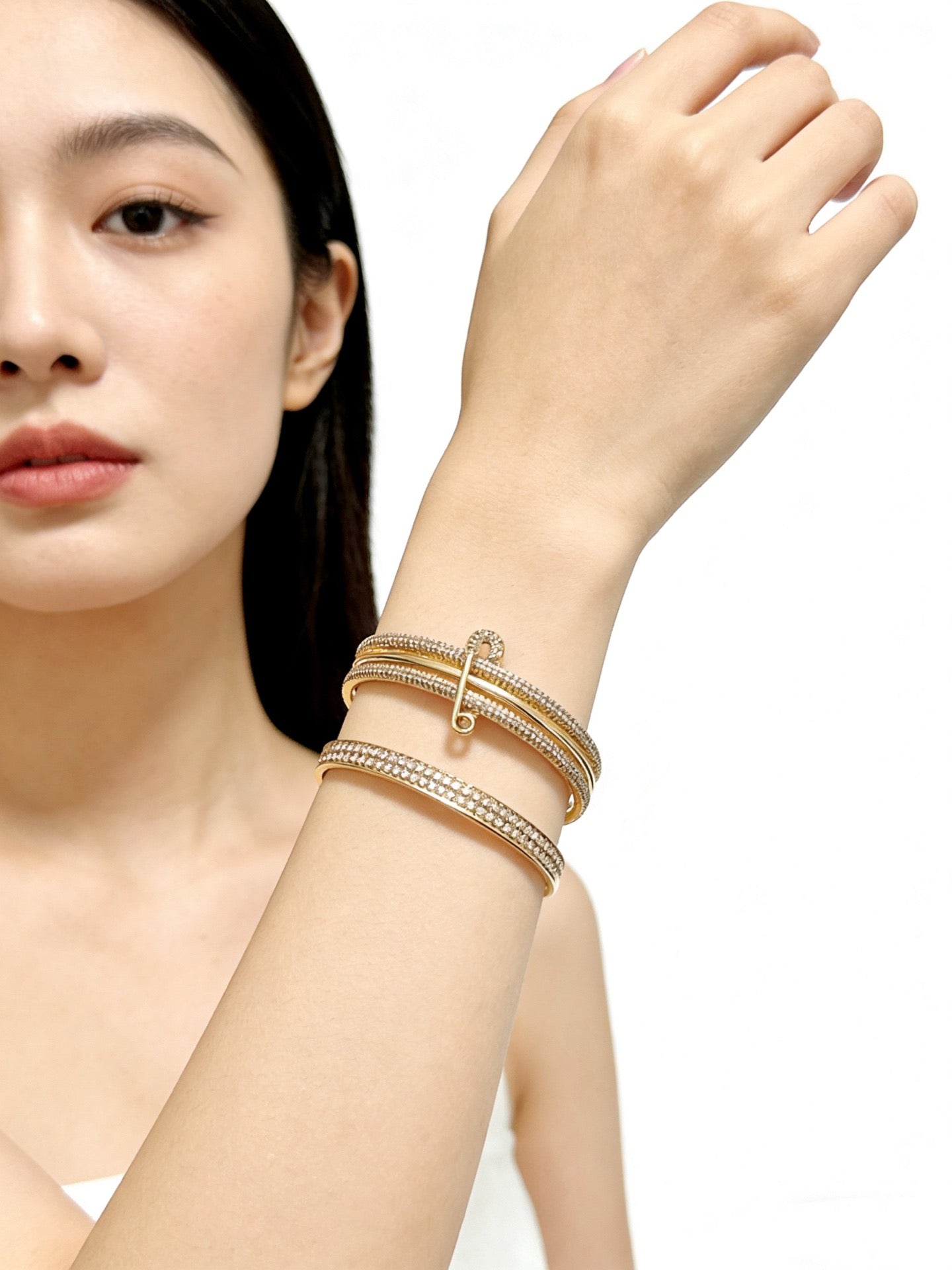 Sculptural Statement Bracelet in Gold-Tone – Design 141 front view