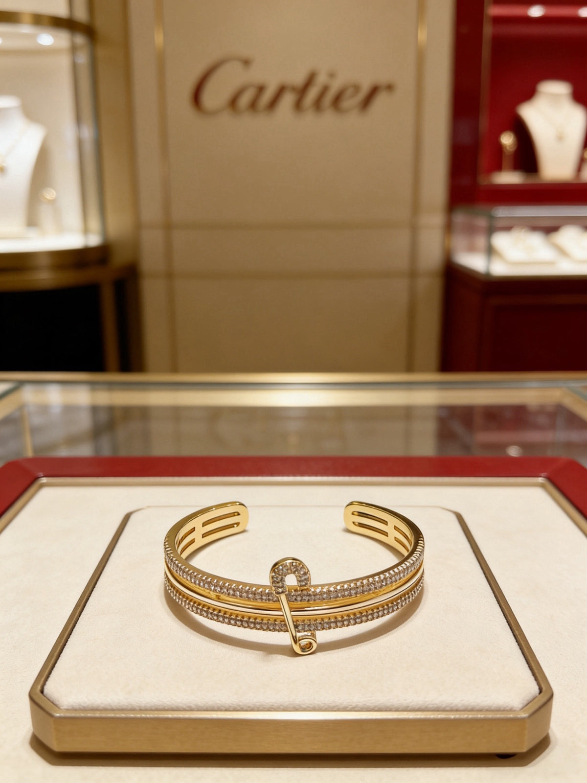 Sculptural Statement Bracelet in Gold-Tone – Design 141 side detail