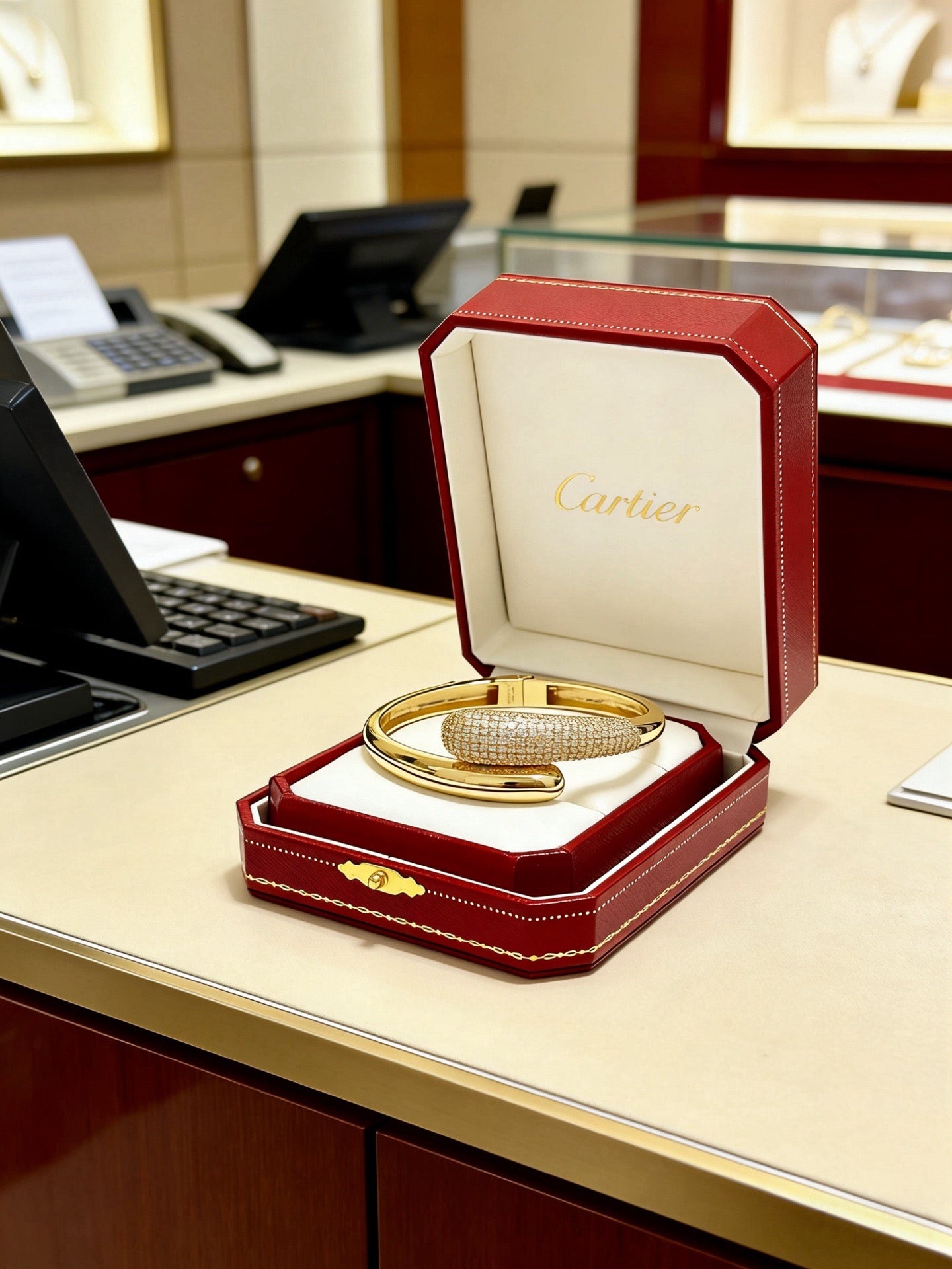 Sculptural Statement Bracelet in Gold-Tone – Design 140 front view