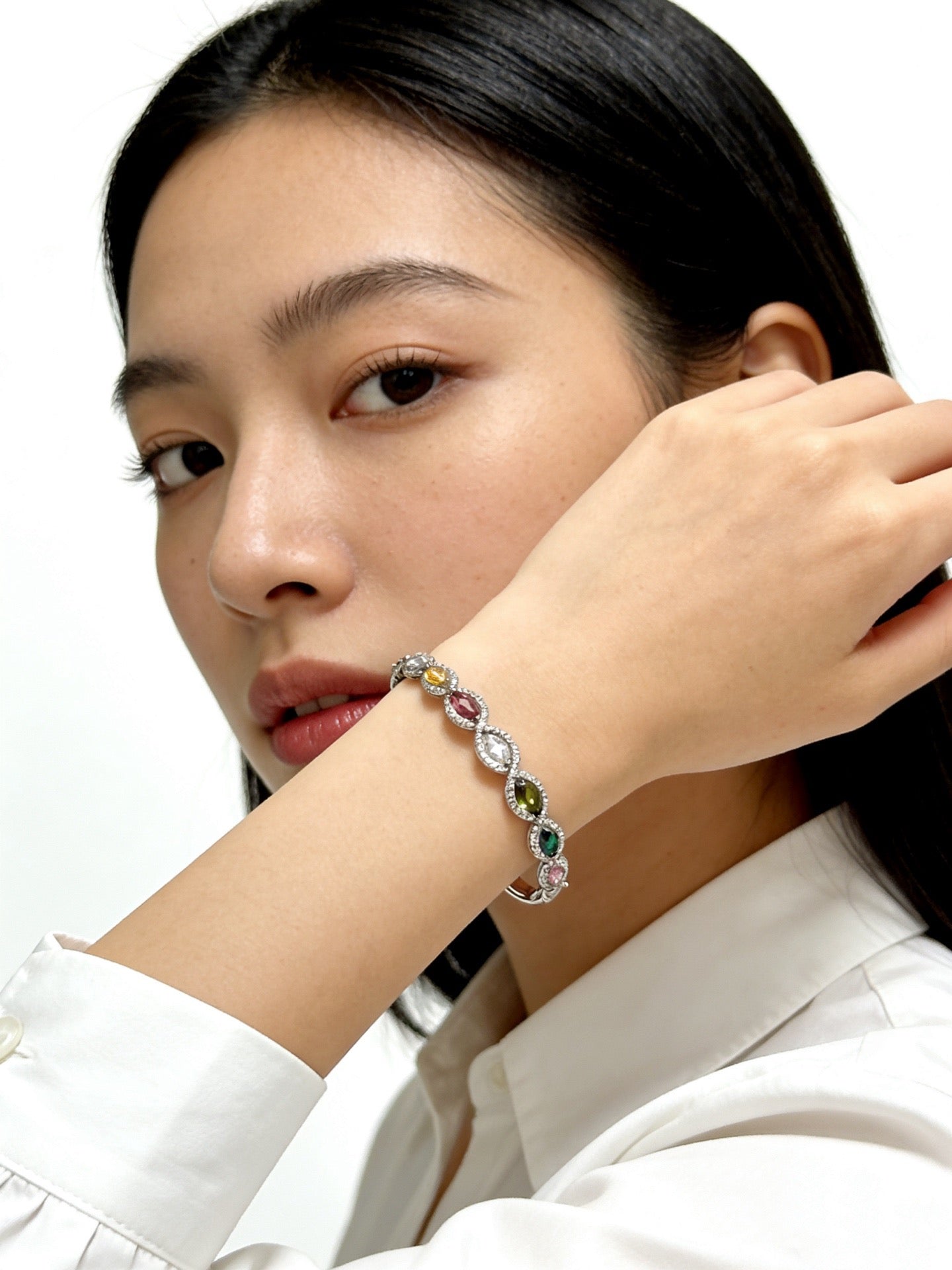 Sculptural Statement Bracelet in Gold-Tone – Design 139 styled view