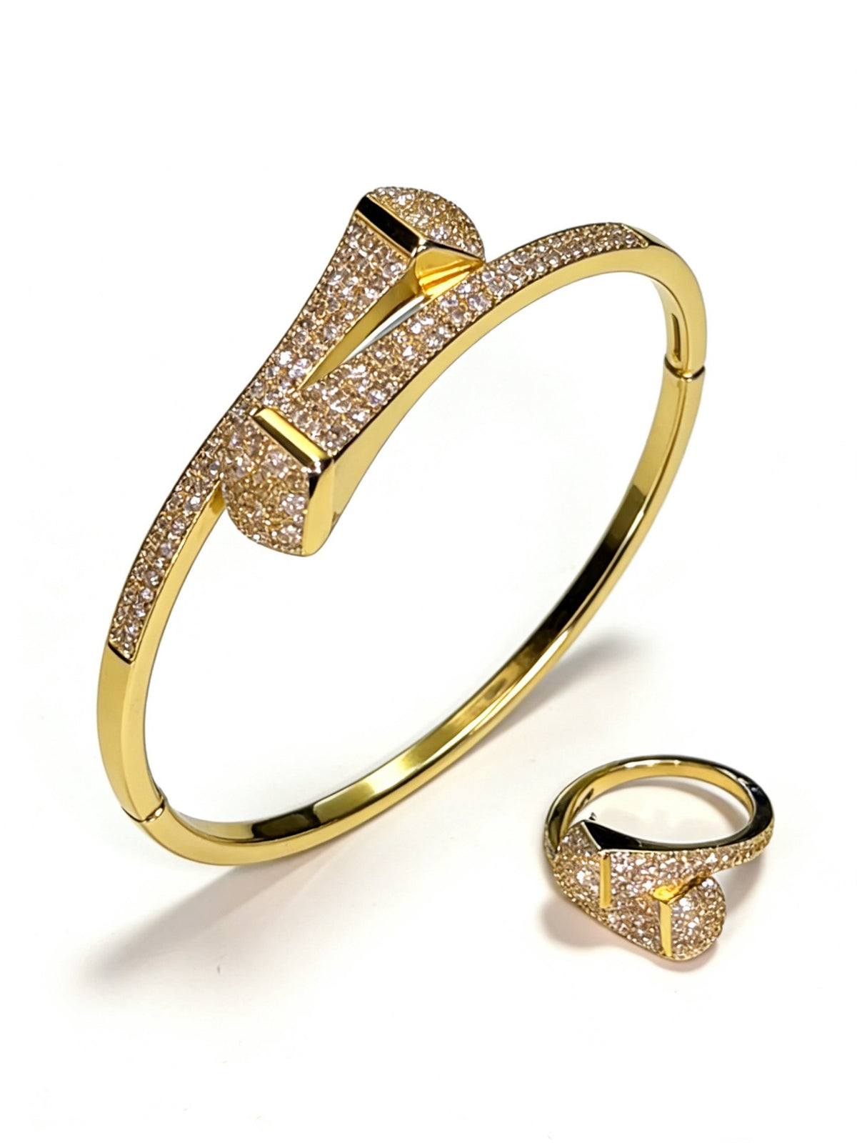 Sculptural Statement Bracelet in Gold-Tone – Design 195 main product view