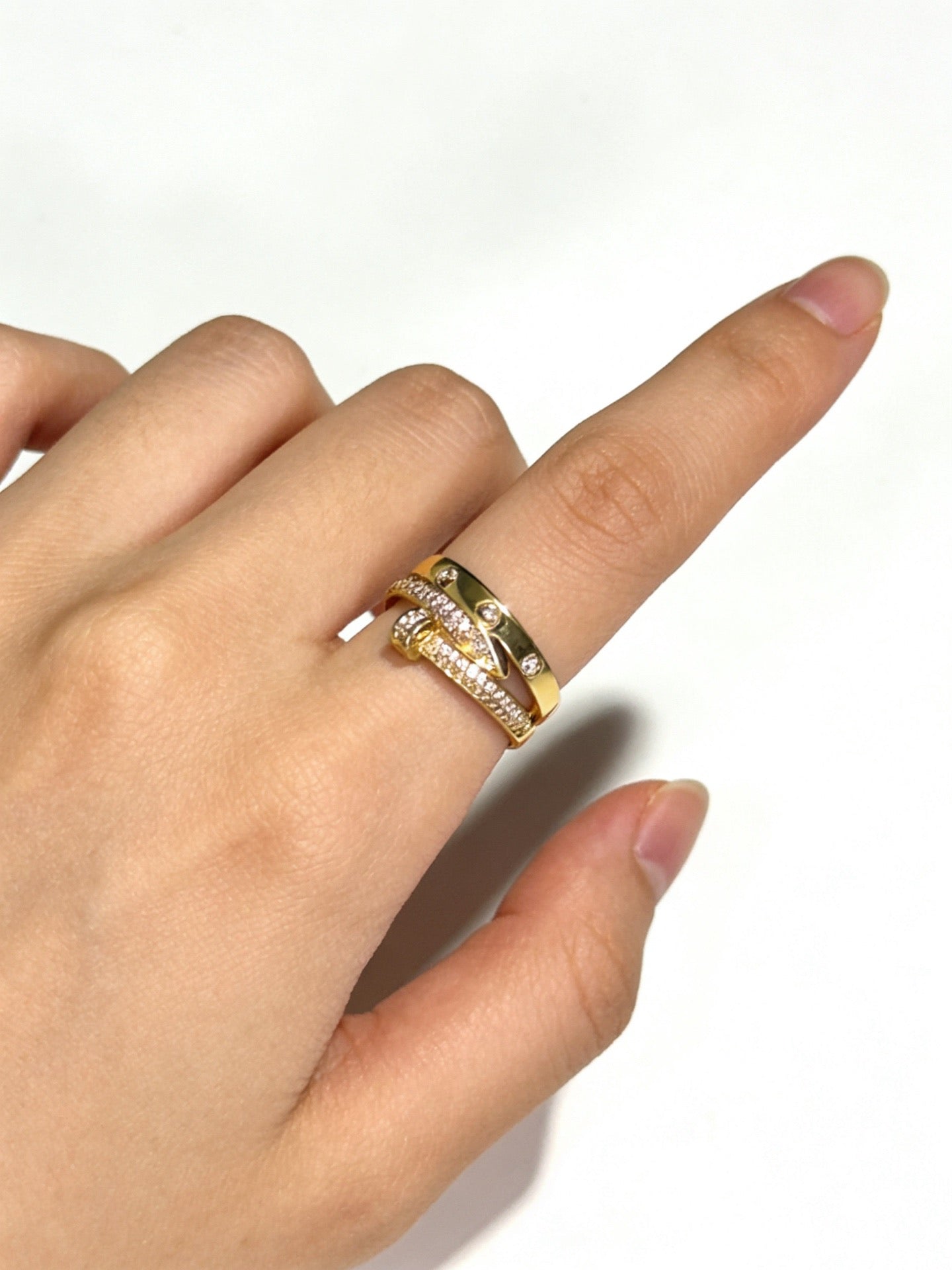 Sculptural Statement Ring in Gold-Tone – Design 17 styled view