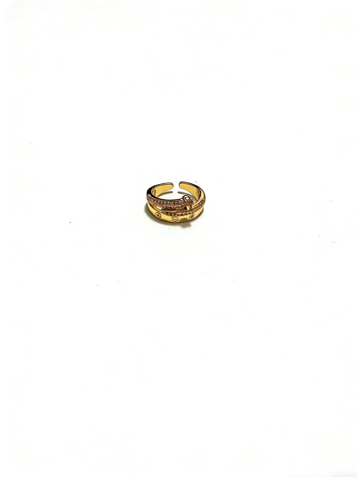 Sculptural Statement Ring in Gold-Tone – Design 17 side detail