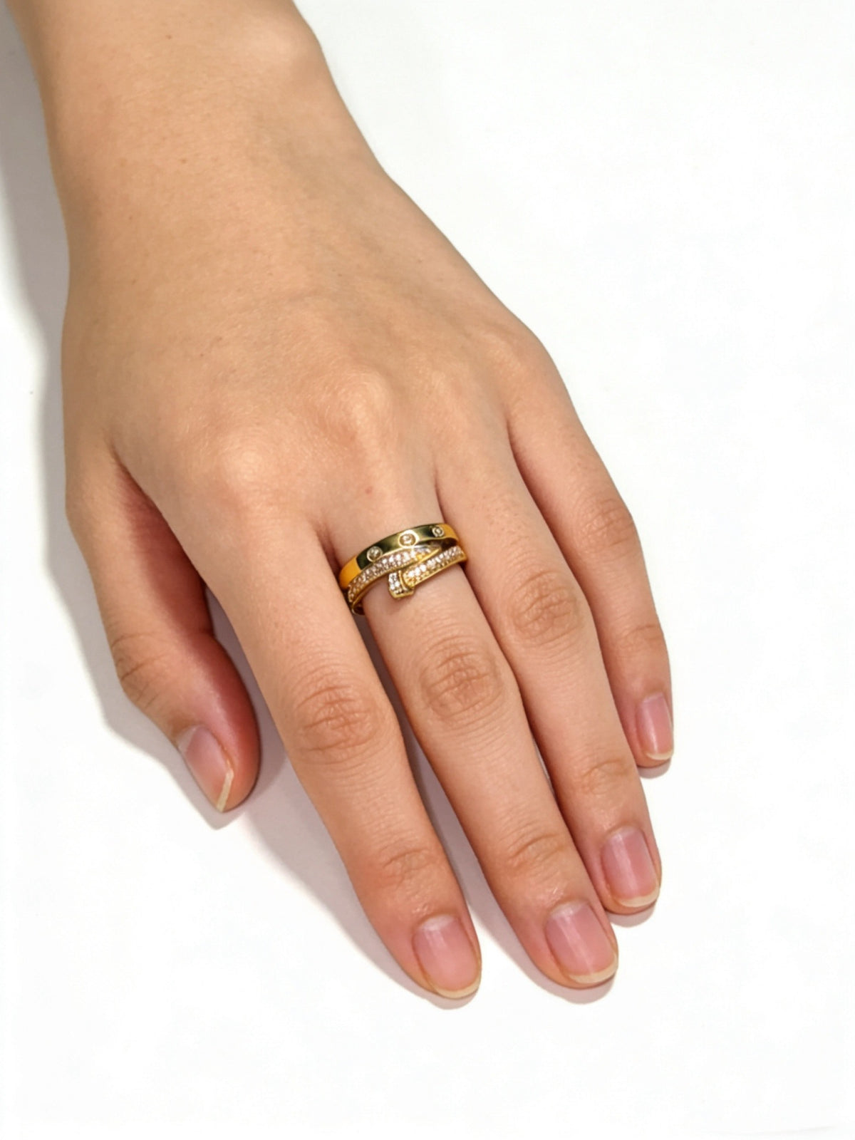 Sculptural Statement Ring in Gold-Tone – Design 17 front view