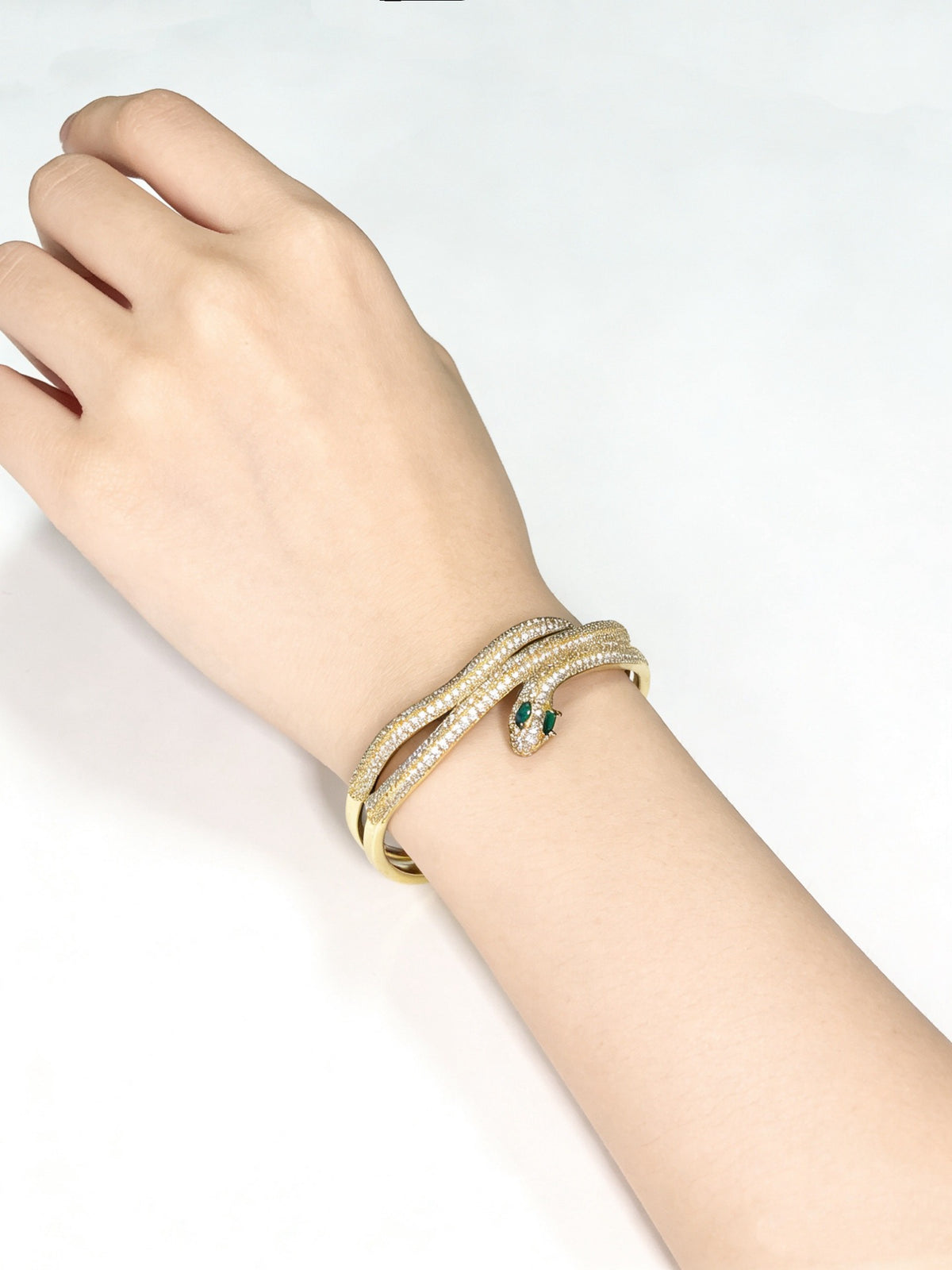 Sculptural Statement Bracelet in Gold-Tone – Design 138 styled view