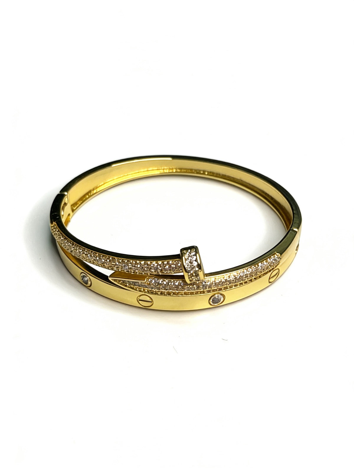 Sculptural Statement Bracelet in Gold-Tone – Design 137 front view