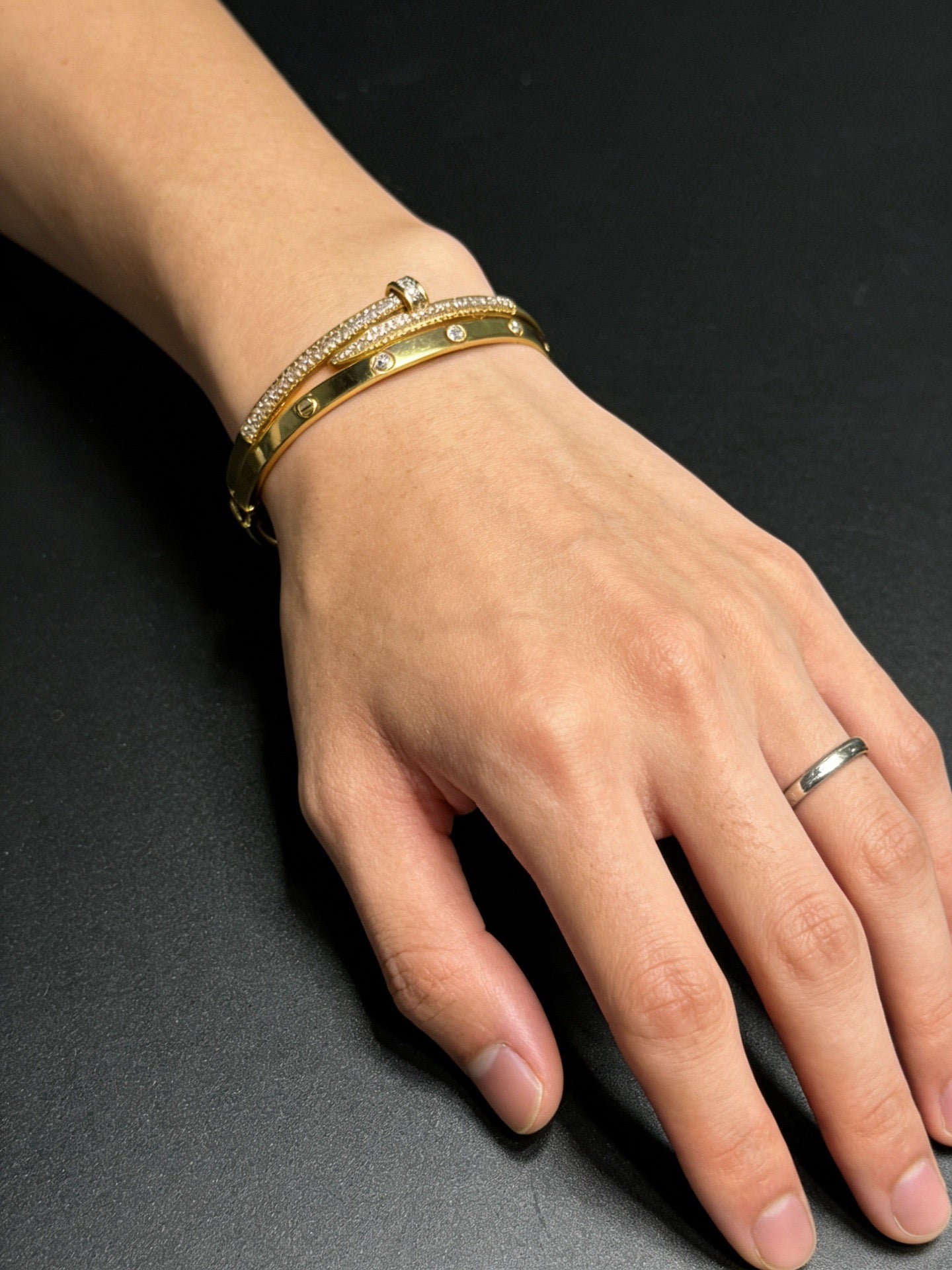 Sculptural Statement Bracelet in Gold-Tone – Design 137 detail view