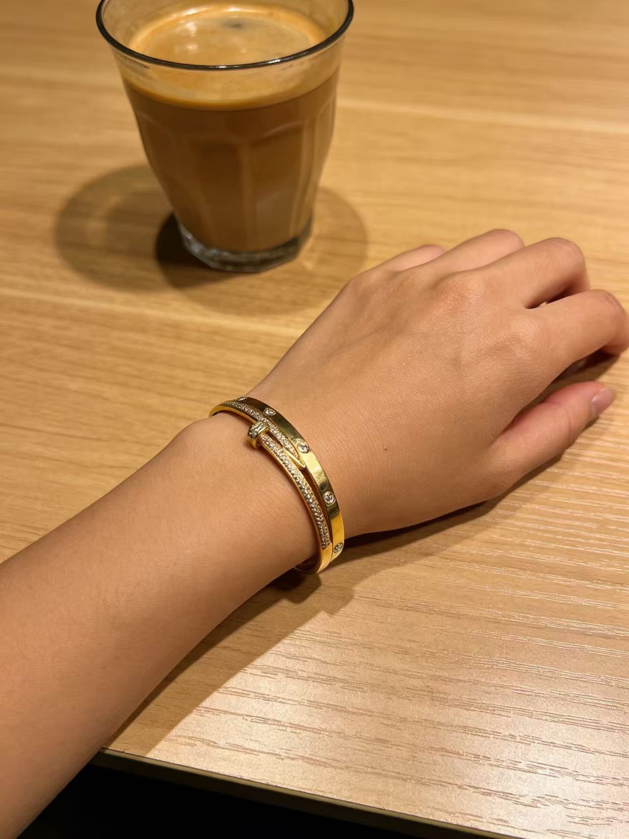 Sculptural Statement Bracelet in Gold-Tone – Design 137 front view