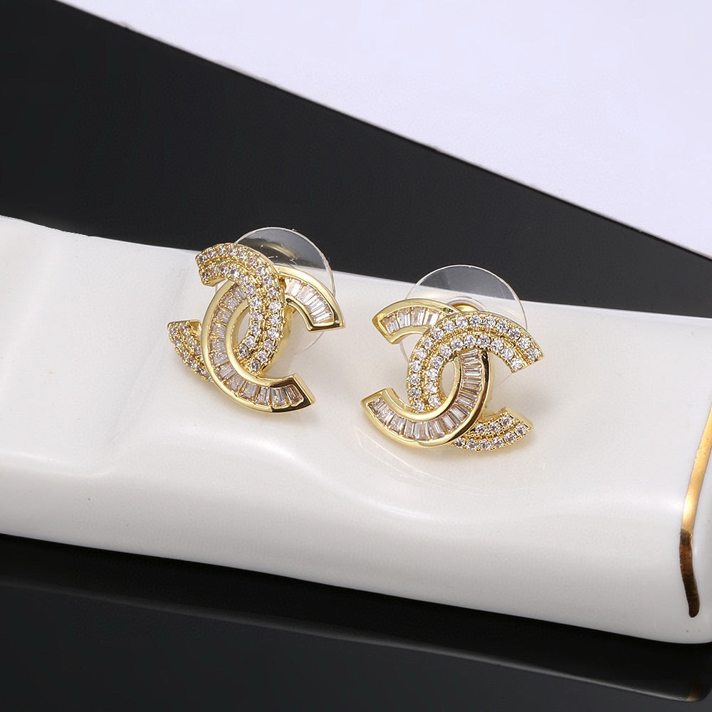 Letter Stud Earrings in Silver-Tone – Design 005 detail view