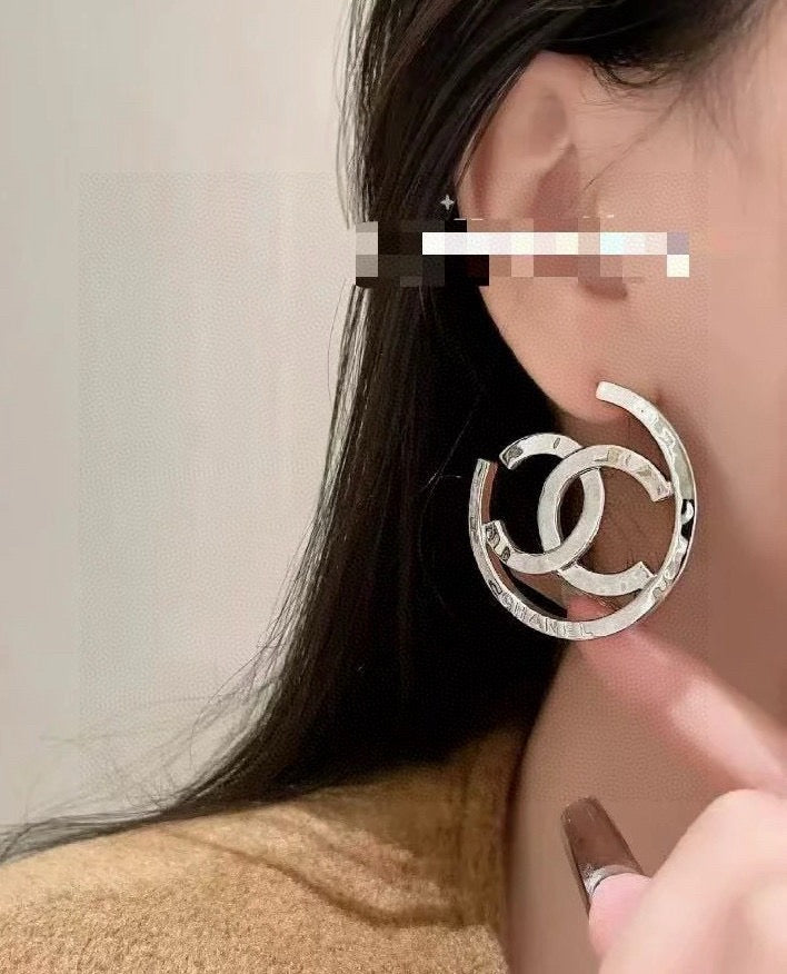Letter Stud Earrings in Silver-Tone – Design 001 main product view