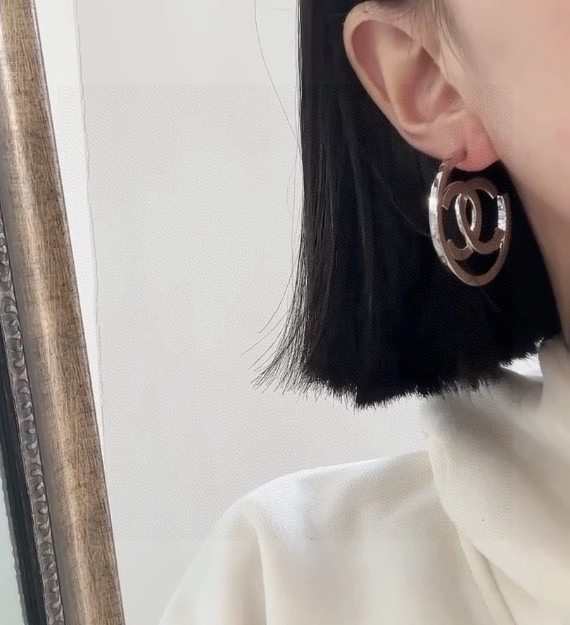 Letter Stud Earrings in Silver-Tone – Design 001 detail view