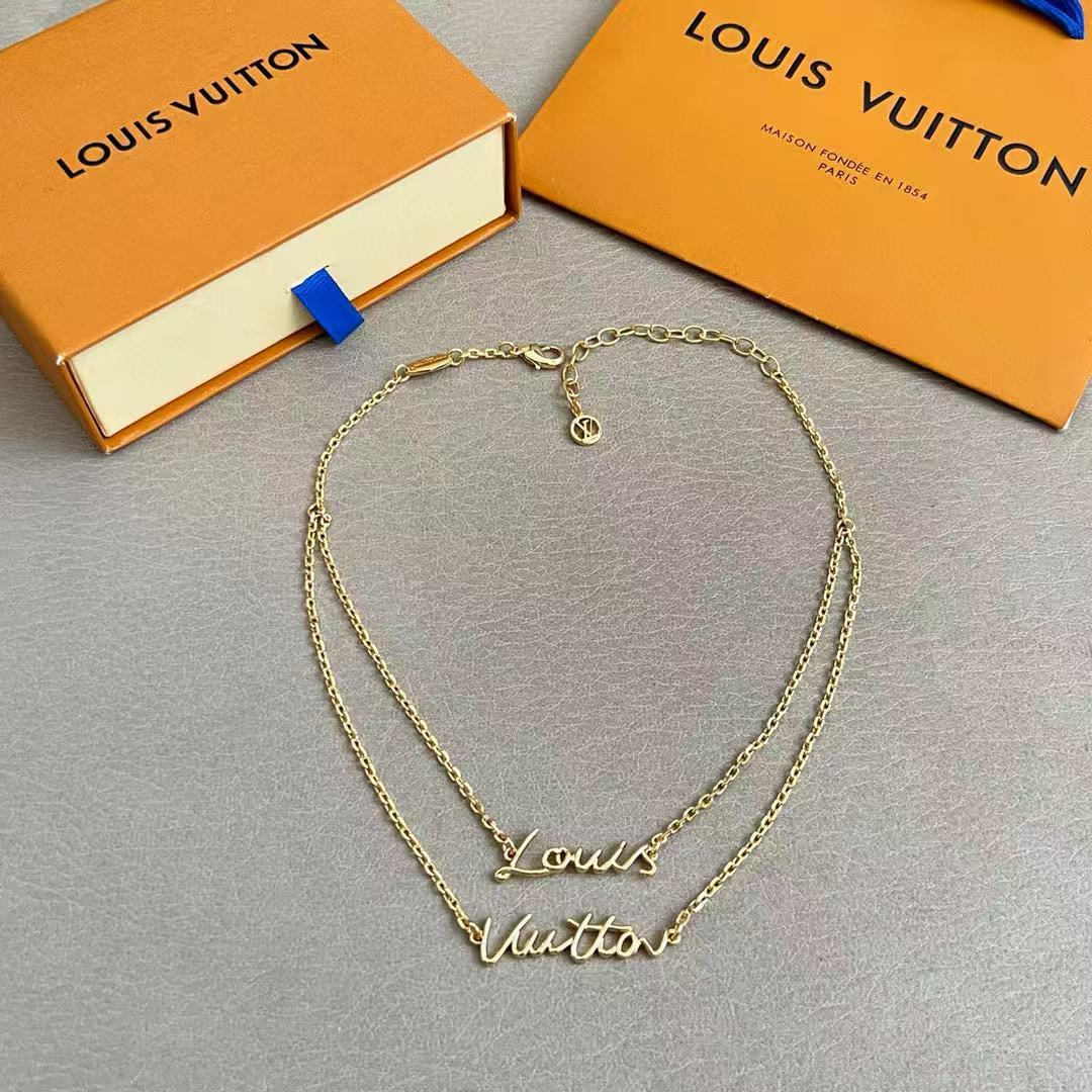 Letter Emblem Pendant Necklace in Polished Metal-Tone – Design 014 main product view