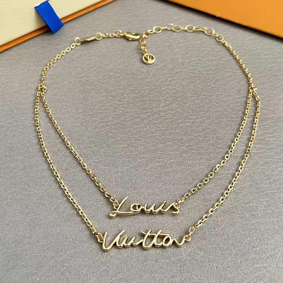Letter Emblem Pendant Necklace in Polished Metal-Tone – Design 014 side detail