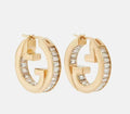 Geometric Emblem Stud Earrings in Polished Metal-Tone – Design 027 main product view