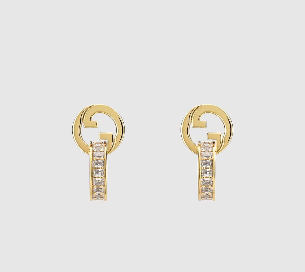 Geometric Emblem Stud Earrings in Polished Metal-Tone – Design 028 main product view